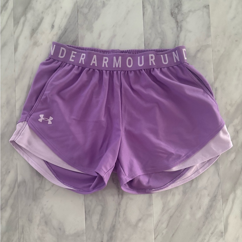 Under Armour Purple Athletic Shorts Moisture-Wicking Elastic Waistband
